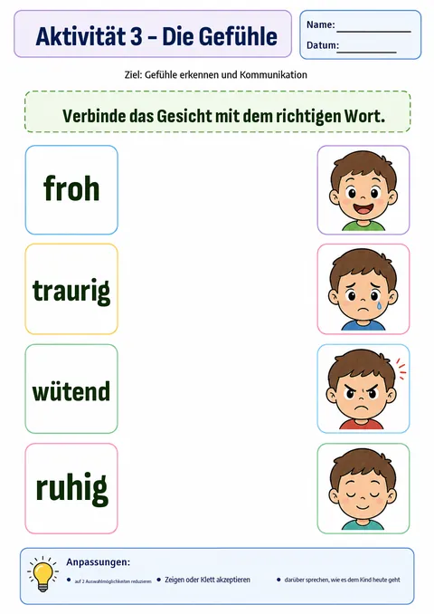 Aktivität: die Gefühle