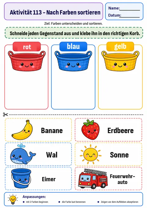 Aktivität: nach Farben sortieren
