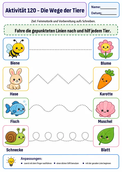 Aktivität: die Wege der Tiere