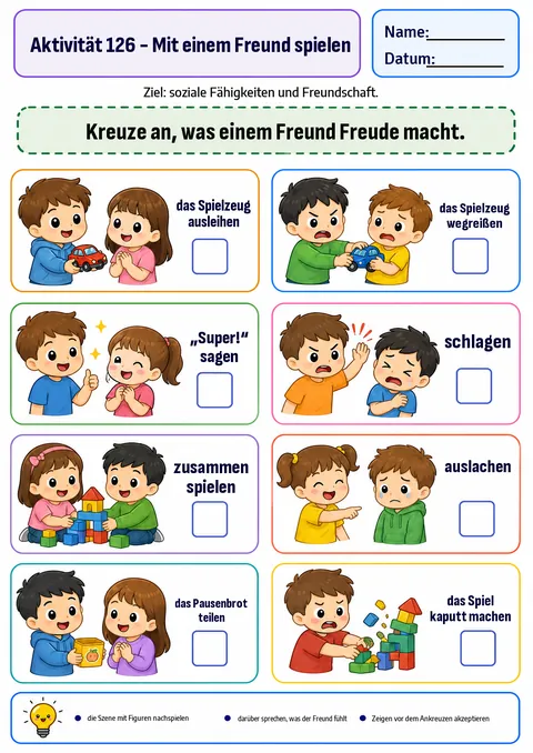 Aktivität: mit einem Freund spielen